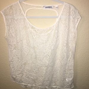 Express lace top with open back.